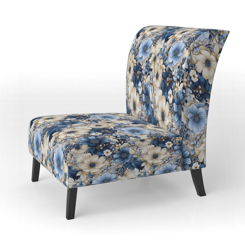Fauteuil de chambre blanc et bleu Ranunculus
