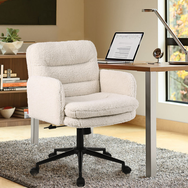 Brayden Studio Bearett Velvet Office Chair, Beige
