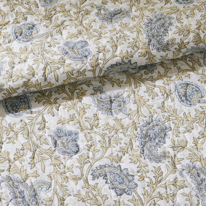 Ensemble de courtepointe en percale de coton 6 pièces avec coussins Yellow King / Cal King, Jaune