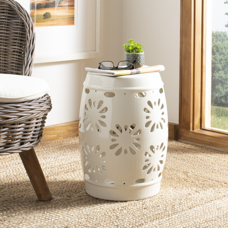 Tabouret de jardin en céramique Apsara, Crème