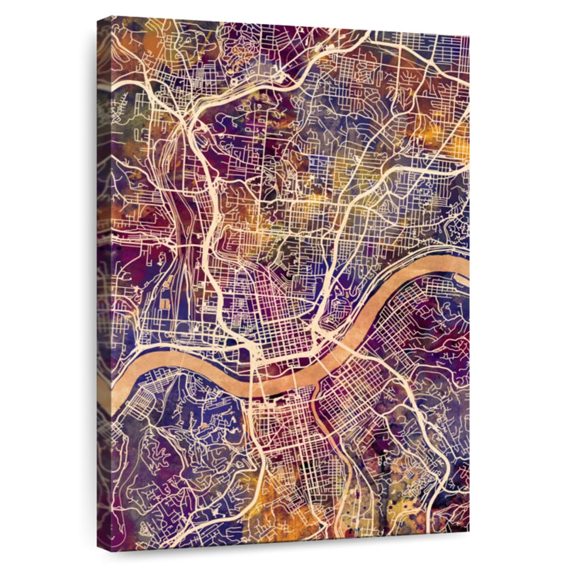 Carte de Cincinnati, Ohio City II, H 51 po x l 34 po