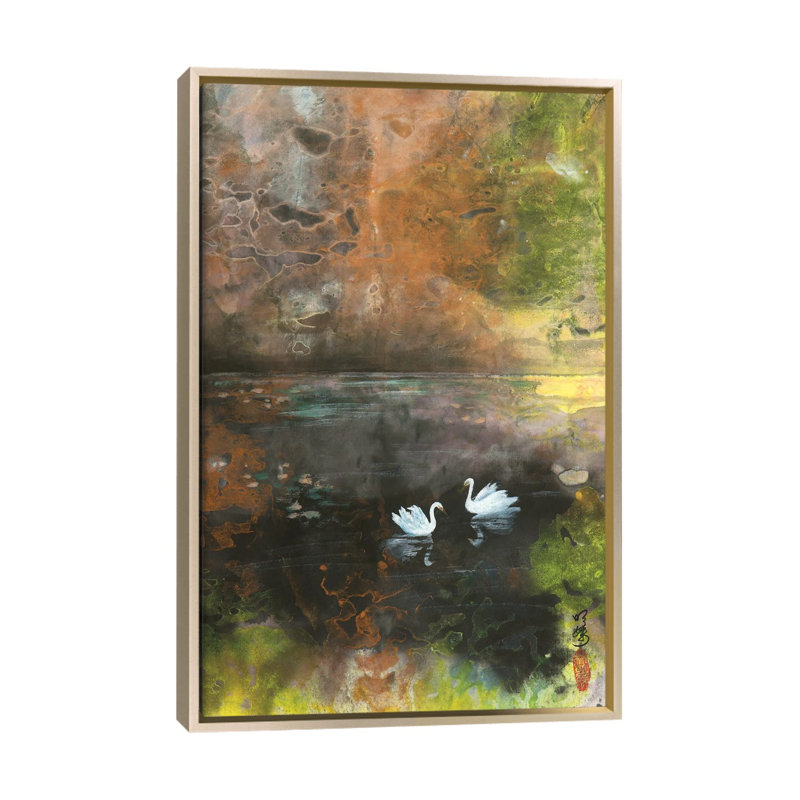 Lac Swan - reproduction d'art murale - toile encadrée, H 26 po x l 18 po, Champagne