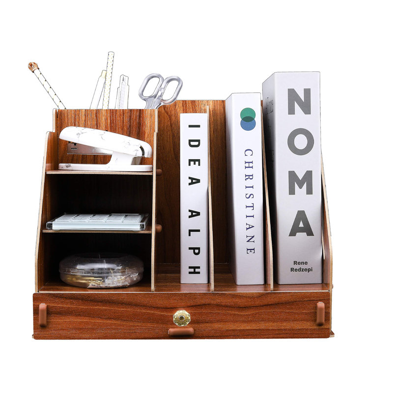 Caja Manufactured Wood Desk Organiser, Brown