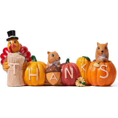 6in Resin Turkey Figurine Thanksgiving Pumpkin Centerpiece, Fall Harvest Table Decor, Autumn Kitchen & Party Supplies