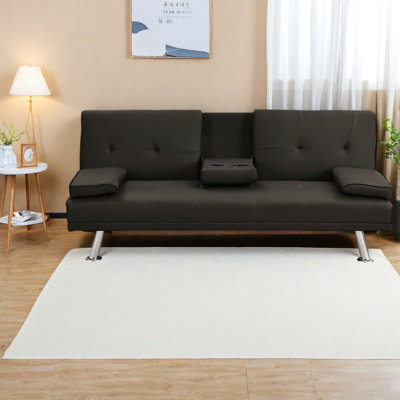 Multifunctional Dark Brown Sofa Bed, Wood Frame, Modern Design For Home