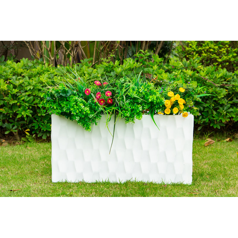 Boîte à fleurs en béton Wankowski, H 11,8 po x l 11,8 po x P 24 po, Blanc pur