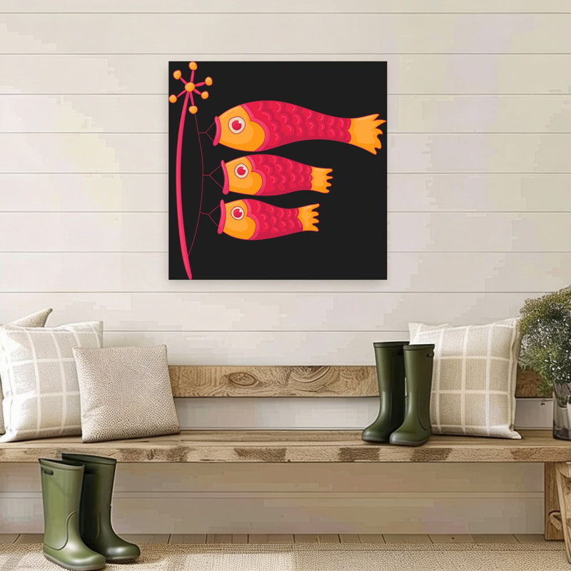 Koinobori Fish Banners Traditional Fish Wall Art Print 1 Piece Wrapped Canvas Wall Art, 81.28cm H x 81.28cm W