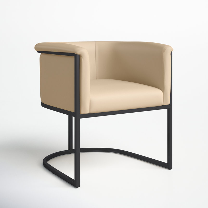 Virgil Faux Leather Upholstered Arm Chair, Tan, 1