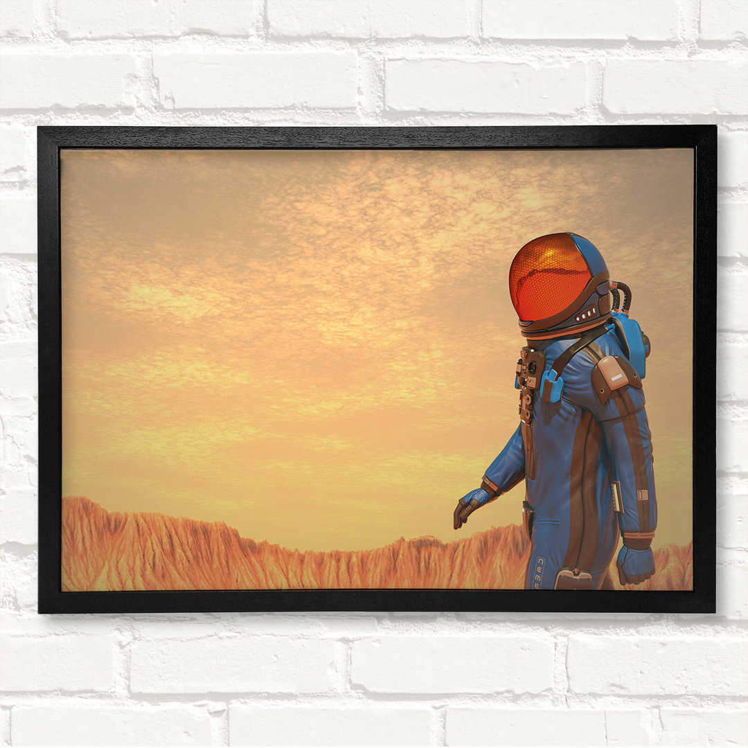 The Space Man In Mars - Geschlossener Eckrahmen Kunstdrucke auf Holz