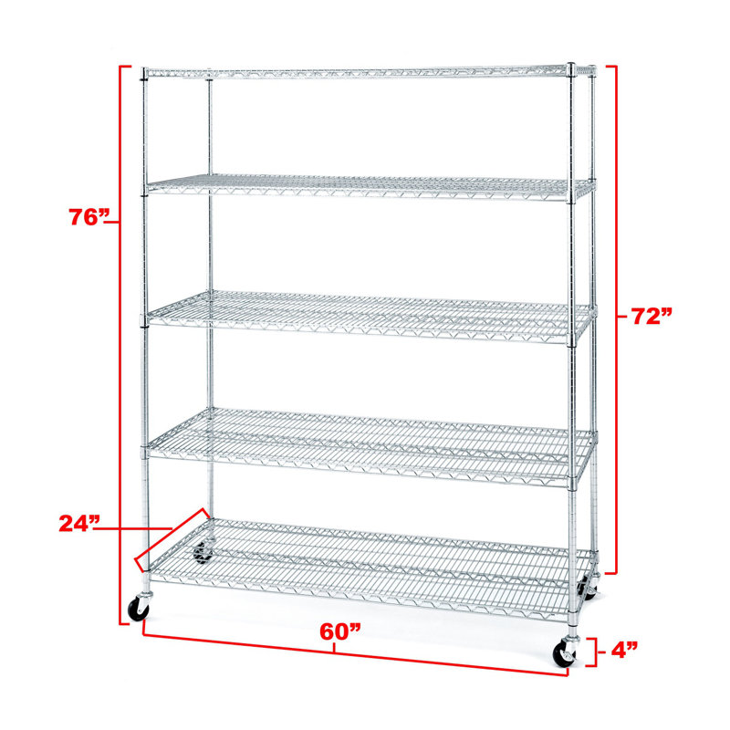 Étagère à roulettes en acier à 5 niveaux l 60 po x P 24 po UltraDurable