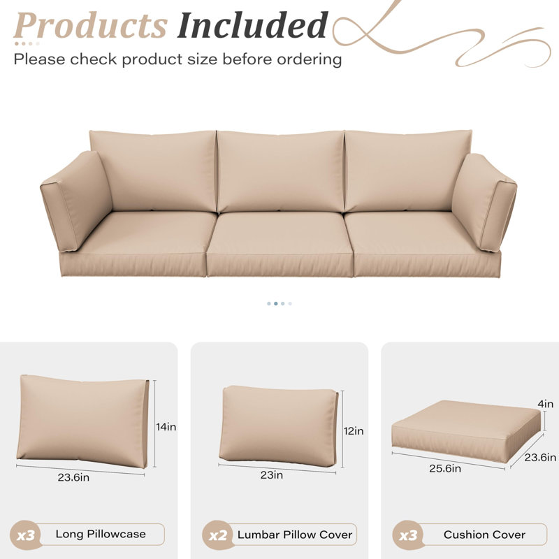 Ensemble de housses de coussin d'extérieur 8 pièces Cartert pour coussins d'extérieur et meubles de patio , Sable