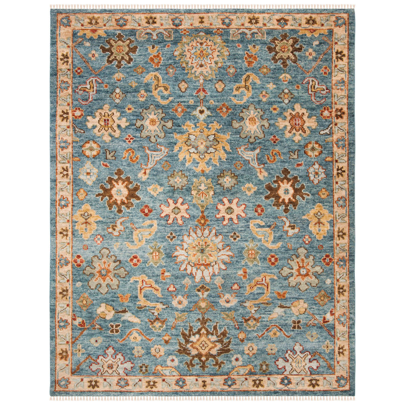 Hand-Knotted Blue Wool 8' x 10' Area Rug