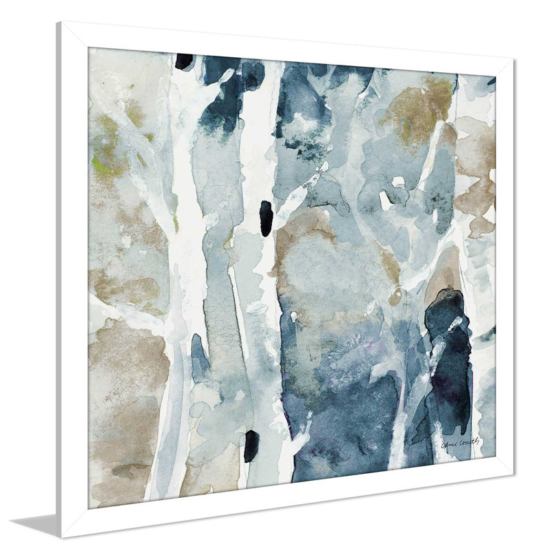 «Blue On The Hill Square I», reproduction de peinture à l'aquarelle, H 25,5 po x l 25,5 po x P 1 po, Cadre blanc