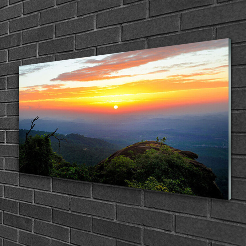 Landscape Mountain Forests 1 Piece Panoramic Wall Art on Glass