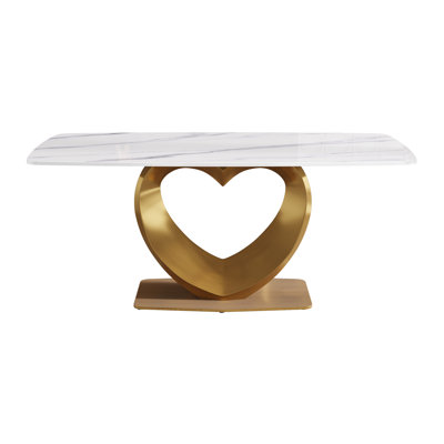 70.9" Heart-Shaped Metal Base Dining Table by Everly Quinn