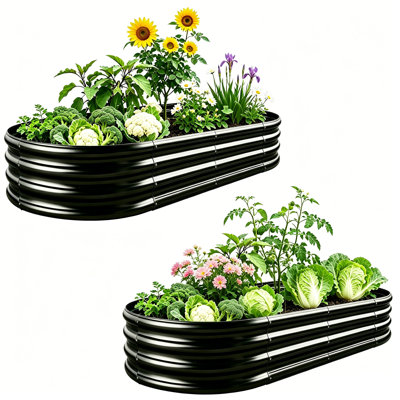 Set of 2 Galvanized Raised Garden Bed