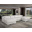 Canapé modulaire en cuir italien 4 pièces Clairemont gris clair avec 2 fauteuils inclinables électriques et appuis-tête réglables Clairemont-2075257911