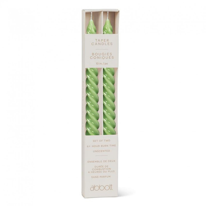 Ensemble de 2 bougies en spirale serrées, Vert sauge