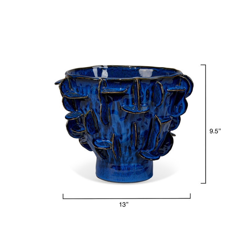 Helios Blue Handcrafted Ceramic Decorative Table Vase
