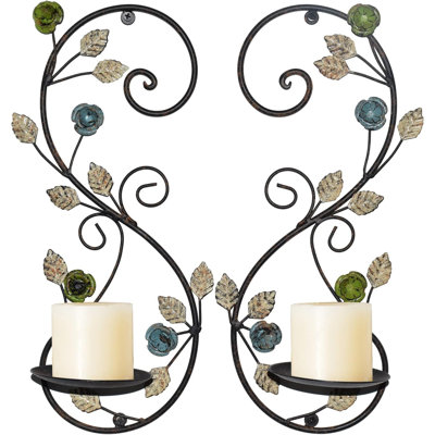 Wall Sconces Candle Holder Set Of 2 Antique Color