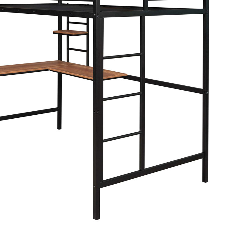 Lit mezzanine en métal avec bureau et tablette