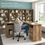 Bureau d'ordinateur en L 60 W avec rangement en pin récupéré-815946426