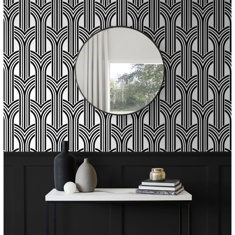 Papier peint adhésif Mercer41 Onyx, Noir; blanc