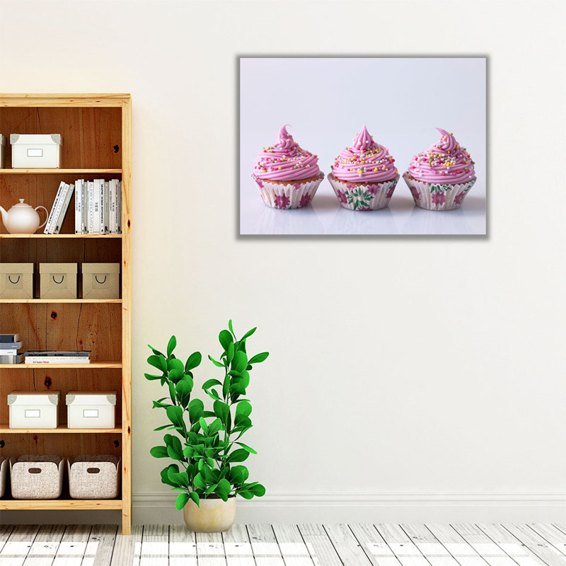 «Pink Cup Cakes», reproduction d'art sur toile, H 18 po x l 24 po