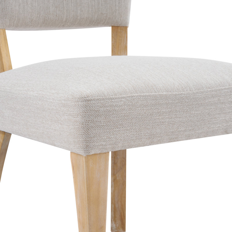 Chaises de salle à manger Langmere, 2, Coussin beige / structure naturelle