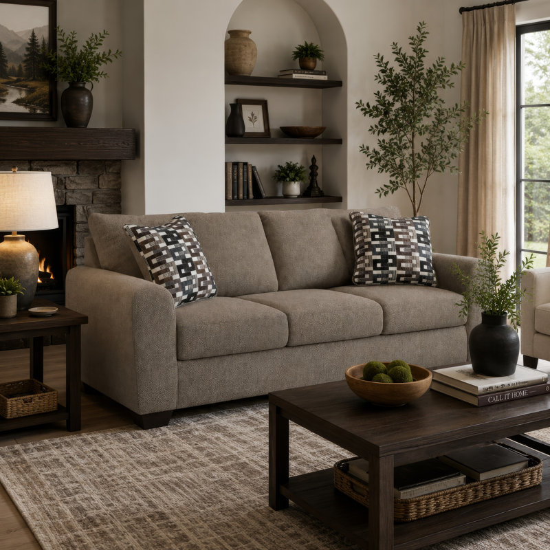 Teu Queen Sofa Sleeper, 2 Pillows, Memory Foam Bed, Suede Gray Polyester 90 Inch