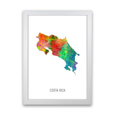 Costa Rica Watercolour Map by Michael Tompsett - Print