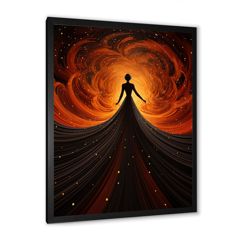 «Red Dancing Woman Dress - Dance», art mural, Cadre photo noir, H 32 po x l 24 po x P 1 po