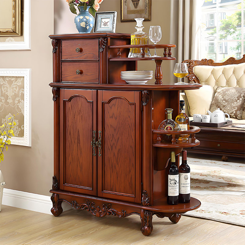 41.34"Brown Solid Wood Rubberwood Entryway Cabinet,2-drawer