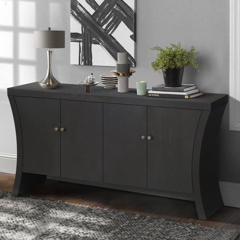 Sophisticated industrial wood sideboard, Black