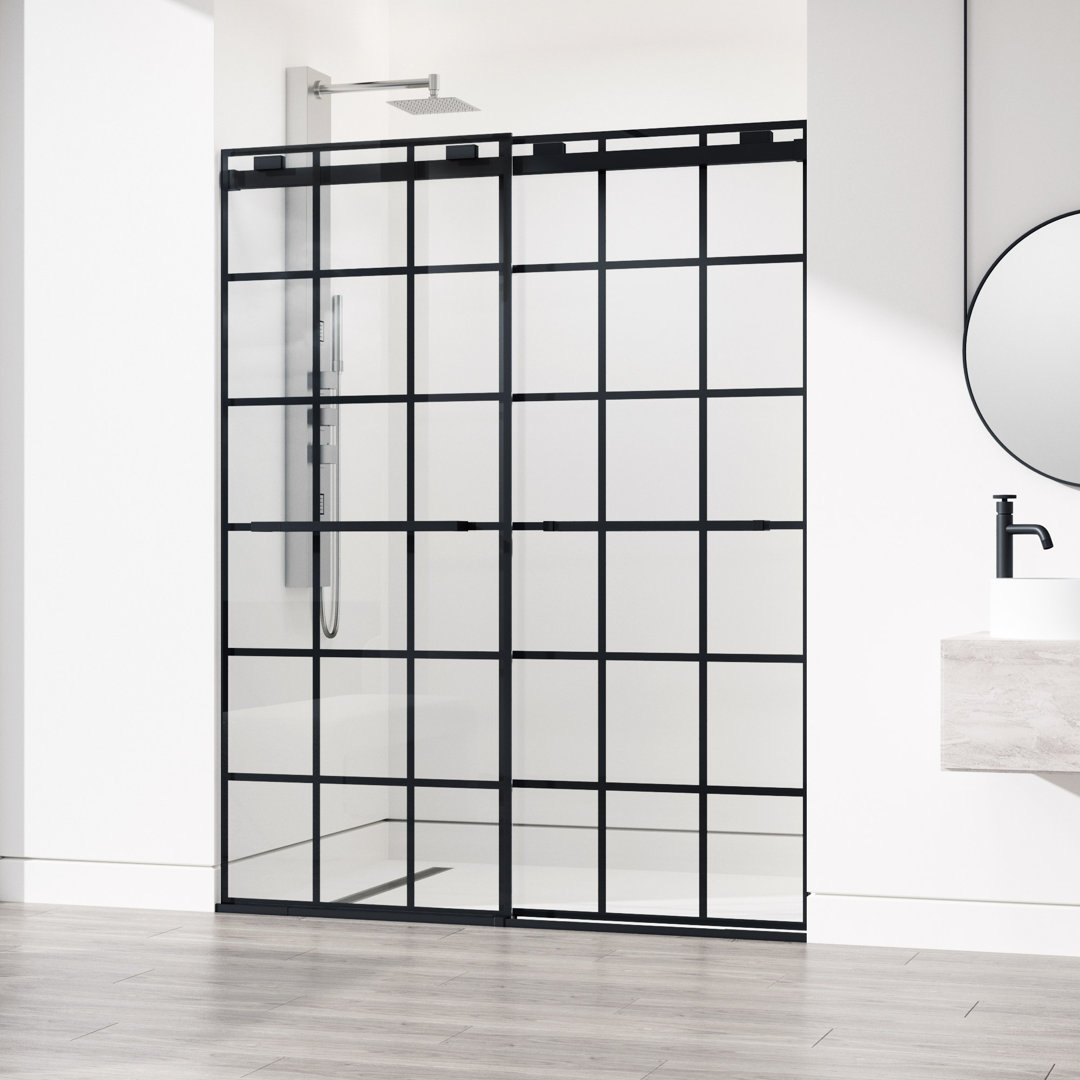 Houston 56-60" W x 76" H Double Sliding Frameless Shower Door with 3/8" Grid Clear Glass VIGO