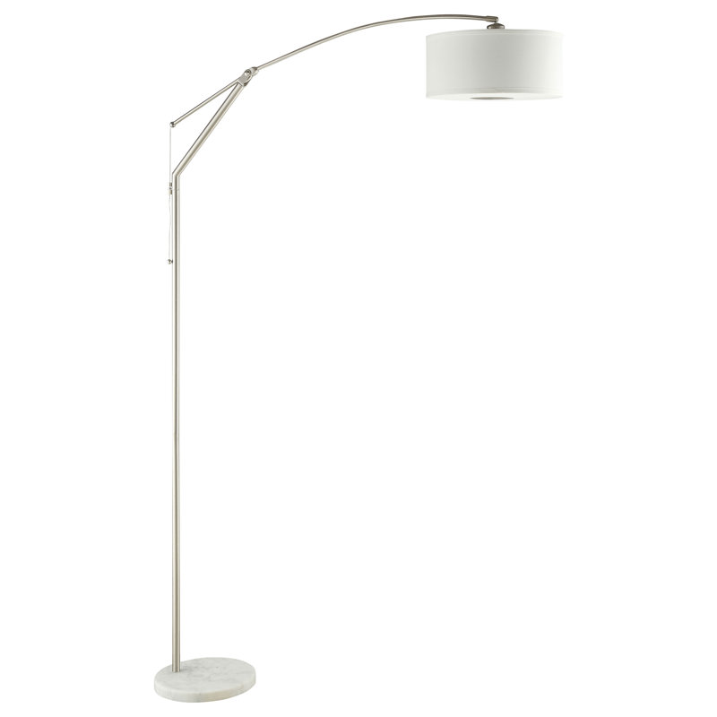 Jamison Chrome Alloy Drum Shade Adjustable Arc Floor Lamp