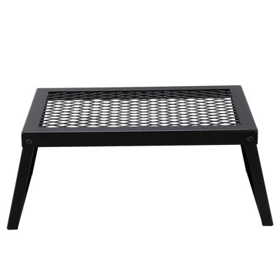 Folding Campfire Grill, 18" Portable For Outdoor Open Flame Cooking, Heavy Duty Steel Mesh, Comes With Legs And Carrying Bag, High Load Capacity Camping Grates - Temperature Bag Included