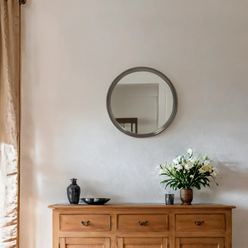 Miroir mural 19,7 "avec cadre en bois, Noir