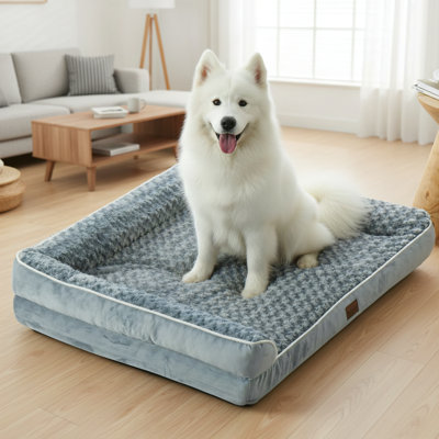 Large Breed Orthopedic Dog Bed With Sofa-Style Design, Waterproof Lining, Non-Slip And Stable Bottom, Removable And Washable Cover, Back Support And Comfort, Specially Designed For Large Dogs.