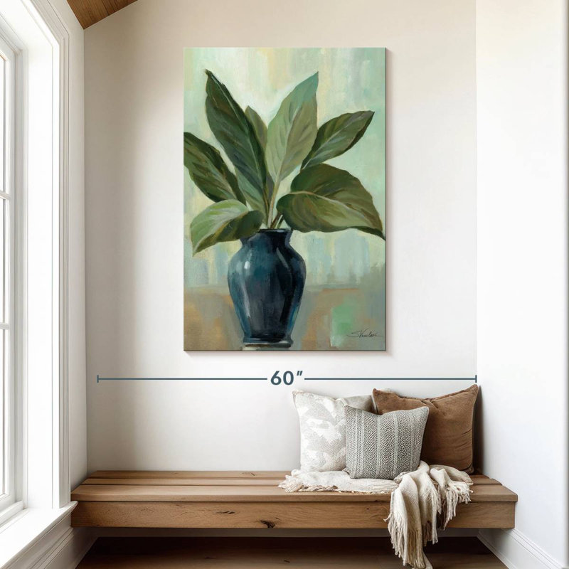 Nature morte Harnek menthe et bleu, H 48 po x l 32 po