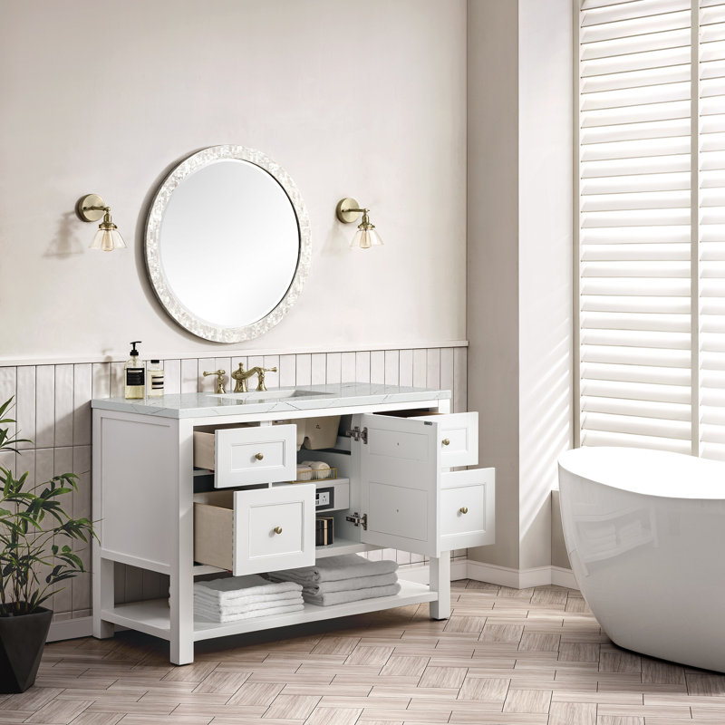 Breckenridge 48'' W Single Vanity, Ethereal Noctis, Bright White, 8" Widespread