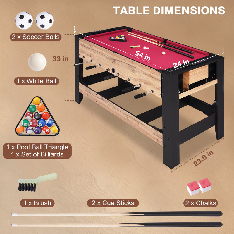 Raychee 54” 2-in-1 Swivel Multi Game Table - Billiards, Foosball, Combo Game Table Set For Adults Kids, Game Room, Friends & Family