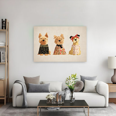 Mignon, chien habillé et fantaisiste, reproduction d'art mural contemporain