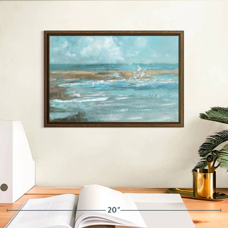 Breaking Waves IV, 13 po x 9 po, Cadre flottant en noyer