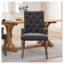 Chaise rembourrée en chenille grise avec dossier capitonné et pieds courbés en bois massif - Élégante chaise d'appoint pour la salle à manger, la cuisine et l'espace de vie