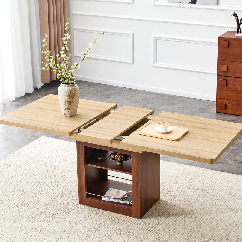 Table de salle à manger extensible de 150 à 180 cm, couleur noyer, armoire de rangement multifonctionnelle, base coulissante, esthétique bicolore, peut accueillir de 12 à 20 cm de table rectangulaire extensible, extension silencieuse.
