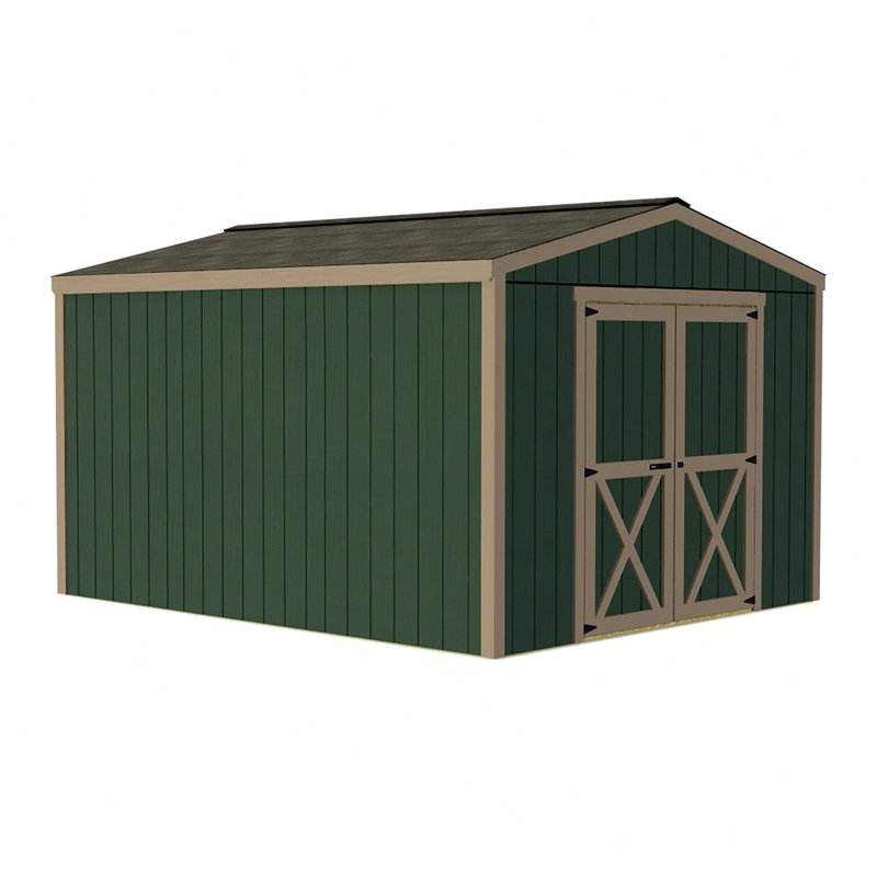 Elm 10' x 12' Gray Wood Storage Shed Kit with Windows