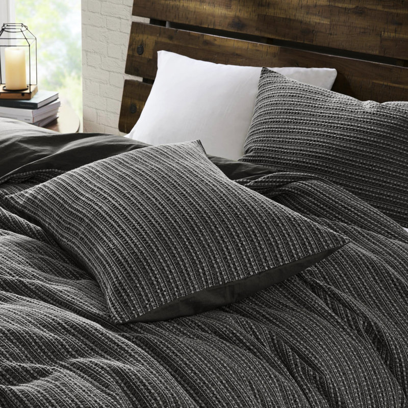 Édredon pour lit double / grand 3 pièces avec lavage gaufré, respirabilité en coton naturel, prélavé décontracté, renforcé pour plus de durabilité, douceur toutes saisons, charbon facile à entretenir, douceur délavée,
