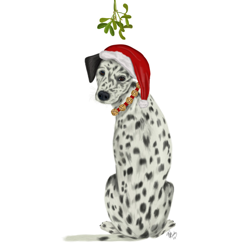 «Christmas Des - Dalmatian Mistletoe» par Fab Funky - impression sur toile tendue, H 36 po x l 36 po