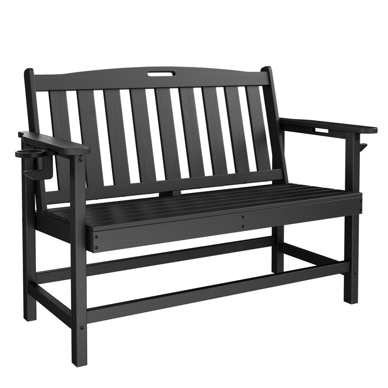 High-Density Polyethylene (HDPE) Outdoor Bench, Black